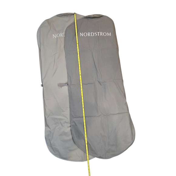 2 Vintage Nordstrom Grey Full Size Garment Hanging Bags, 1 Vinyl and 1 Cloth - Picture 1 of 7